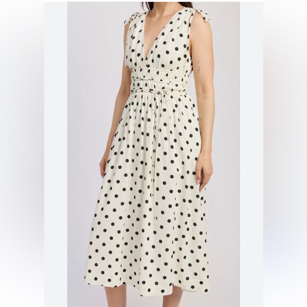 En Saison Cream and Black Plunge Sundress